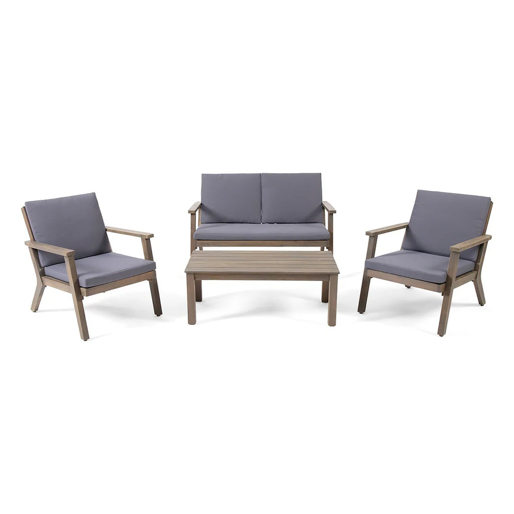 Brixton Outdoor Acacia Wood 4 Seater Chat Set with Cushions