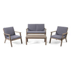 Brixton Outdoor Acacia Wood 4 Seater Chat Set with Cushions