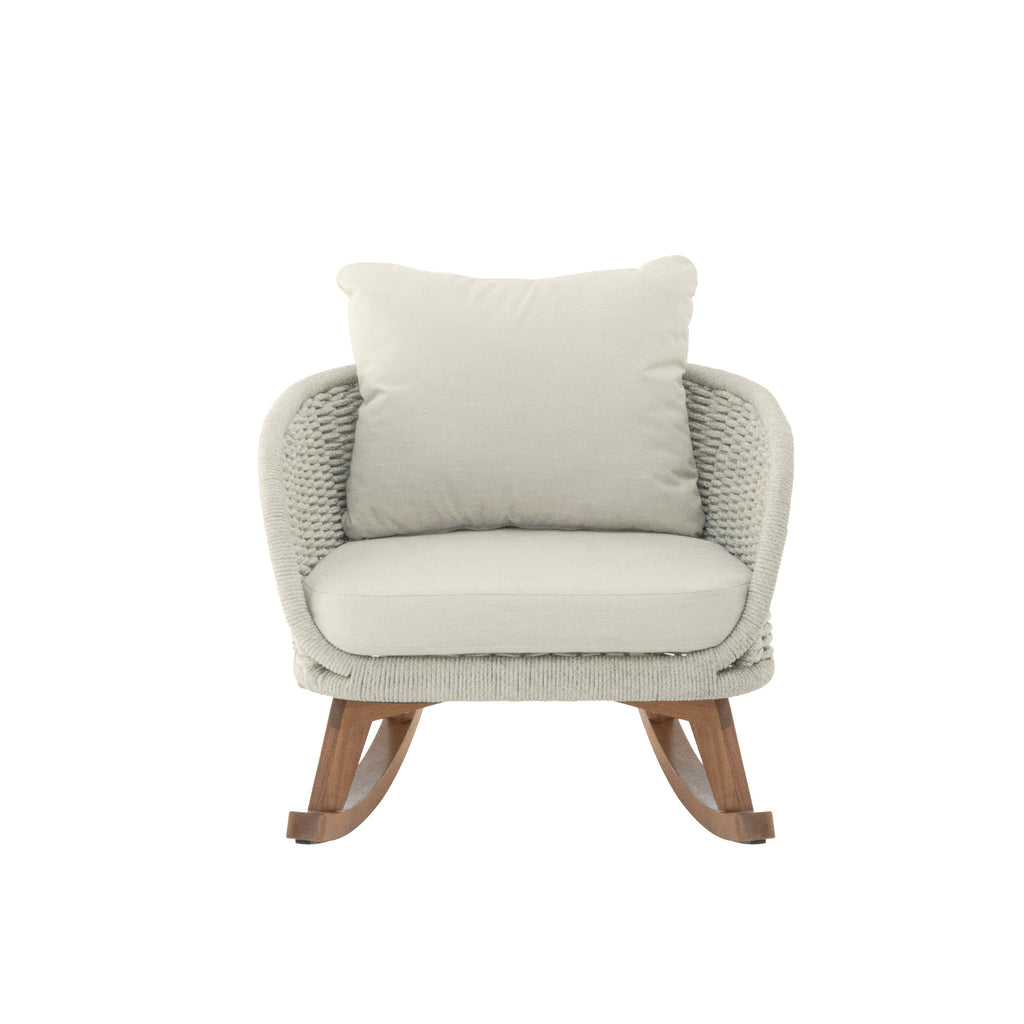 Contemporary Minimalist Wicker Rocking Chair with Cushions