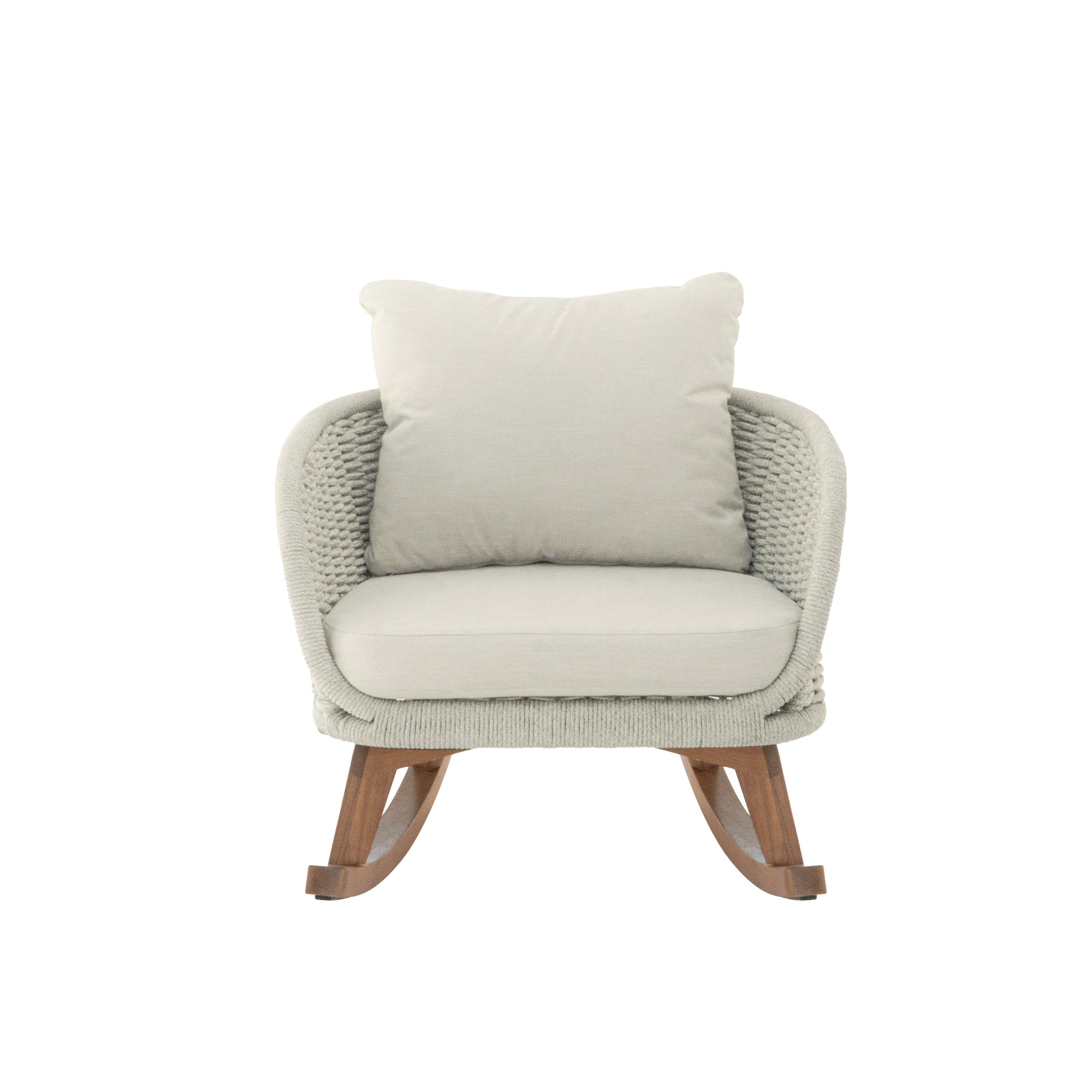 Contemporary Minimalist Wicker Rocking Chair with Cushions
