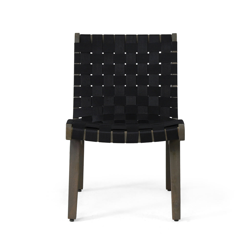 Delights Outdoor Lounge Chair with Rope Weave Design and Wood Frame, Set of 2