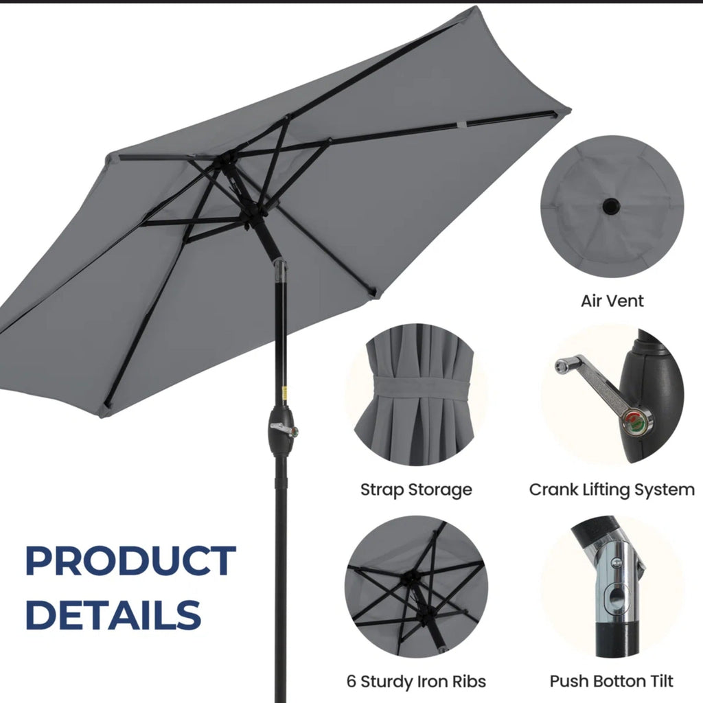 7.5 Feet Market Umbrella with Crank Lift & Tilt, Base Not Included