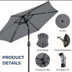7.5 Feet Market Umbrella with Crank Lift & Tilt, Base Not Included