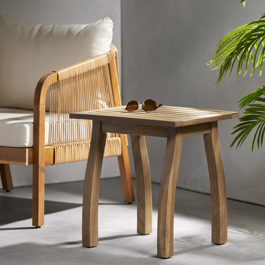 Selma Acacia Wood Outdoor Accent Side Table