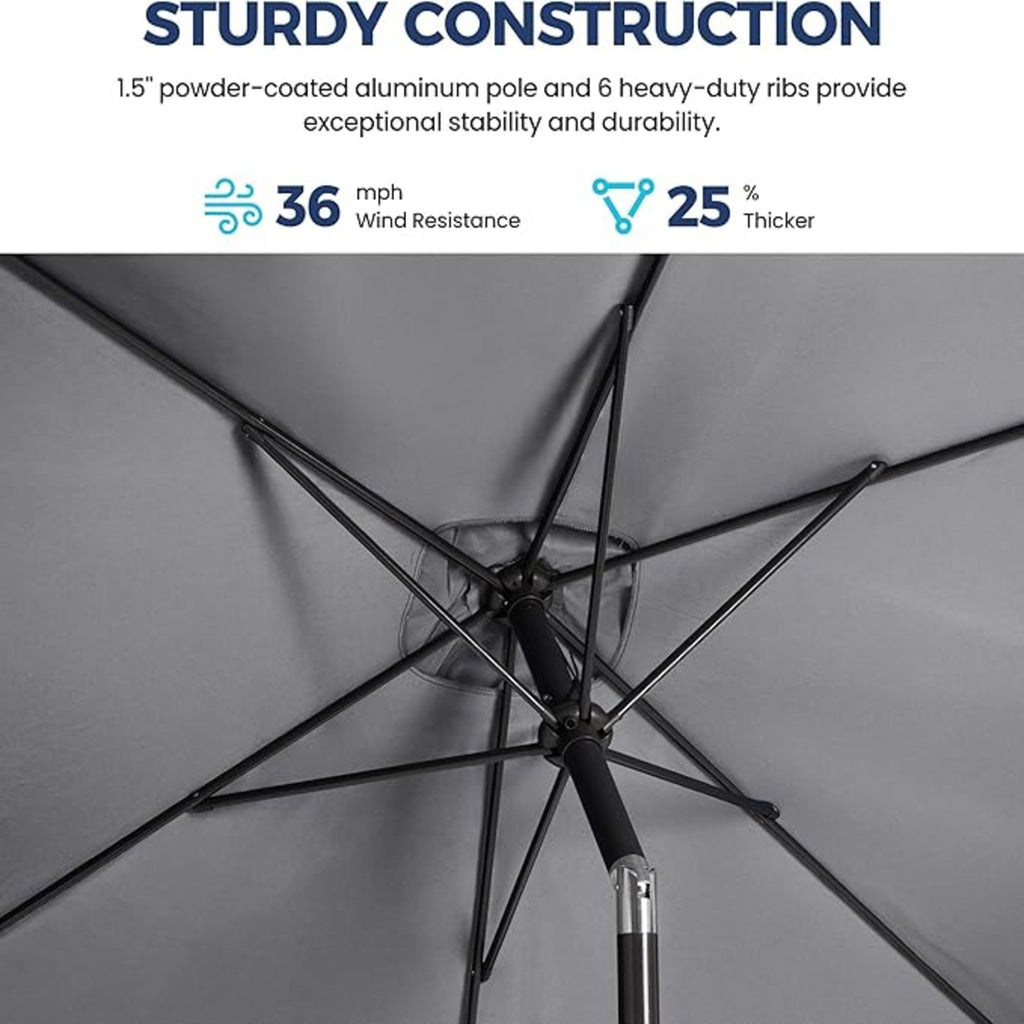 6.5 x 10 ft Rectangular Patio Umbrella with Crank, Base Not Included