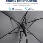 6.5 x 10 ft Rectangular Patio Umbrella with Crank, Base Not Included