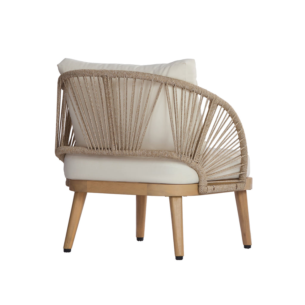 Solstice Outdoor Acacia Wood Club Chair with Handwoven Rope Accents