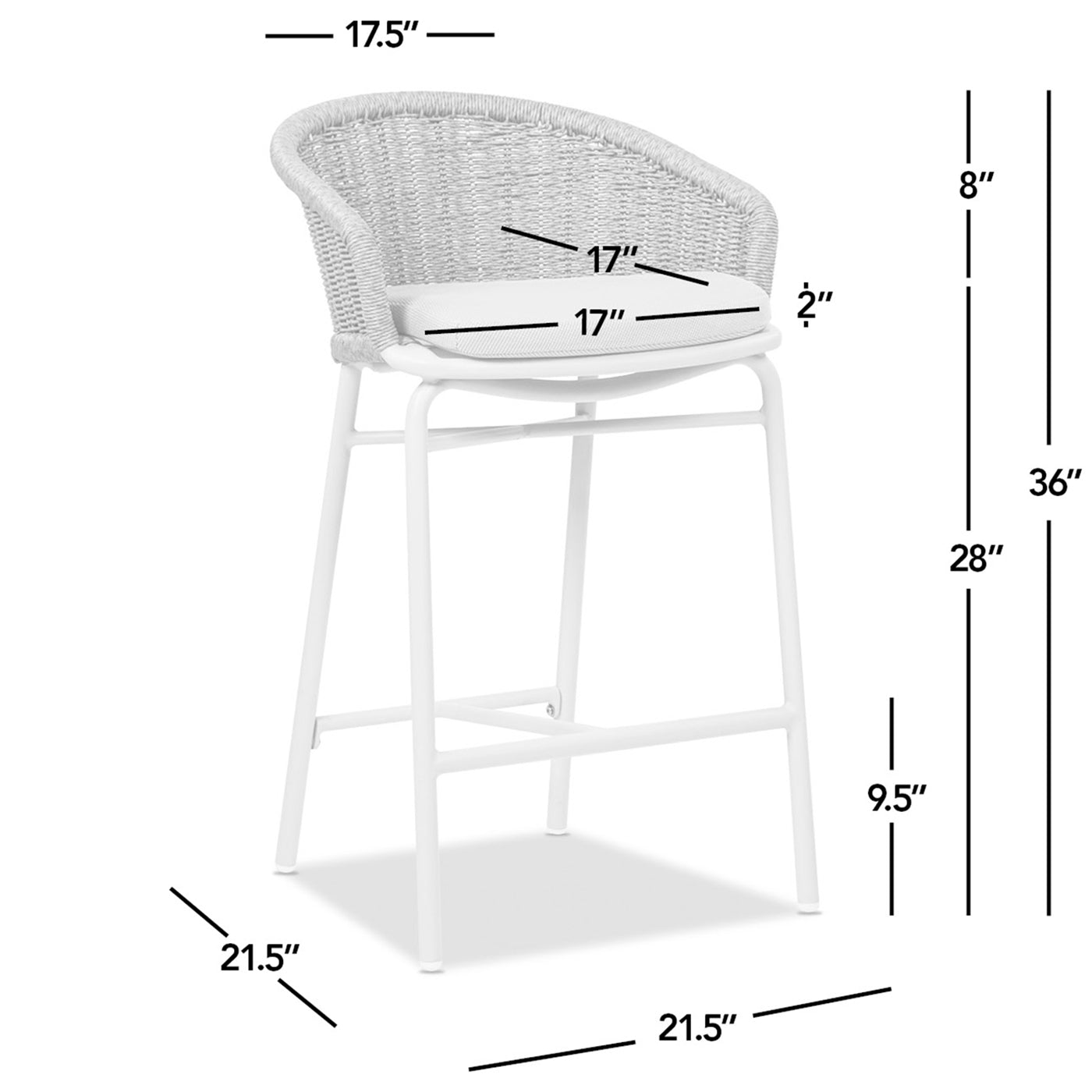 Santorini Wicker Outdoor Bar Stool, Set of 2