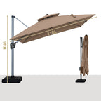 11' Outdoor Square Double Top Patio Umbrella, Base Not Included