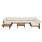 Grenada Outdoor Acacia Wood U-Shape Armless Sectional Sofa