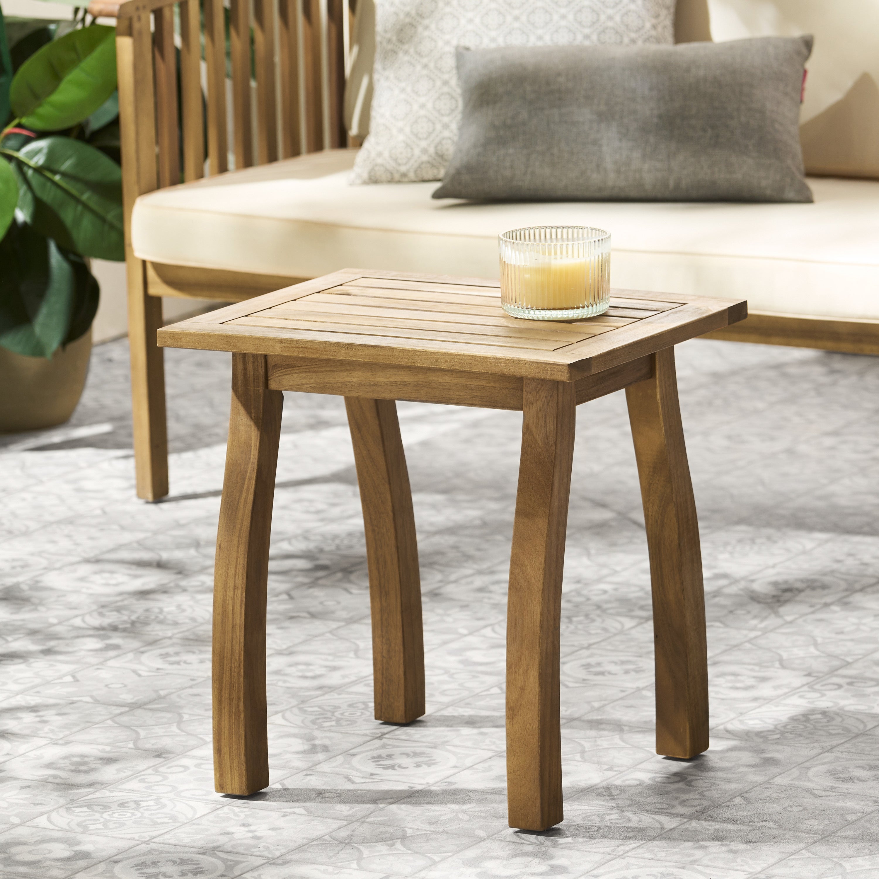 Selma Acacia Wood Outdoor Accent Side Table