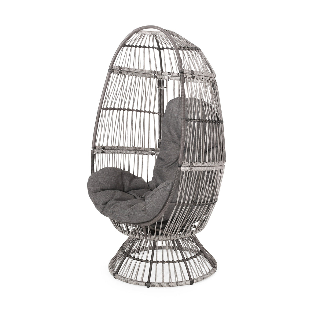 Lazulite Outdoor Egg Chair with Water-Resistant Cushion and Swivel Function