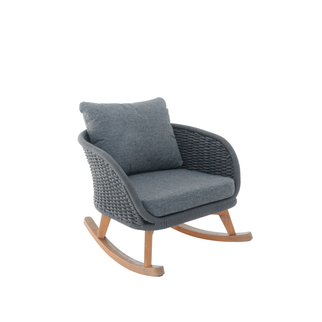 Contemporary Minimalist Wicker Rocking Chair with Cushions