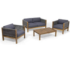 Laurel Outdoor Acacia Wood and Rope Chat Set