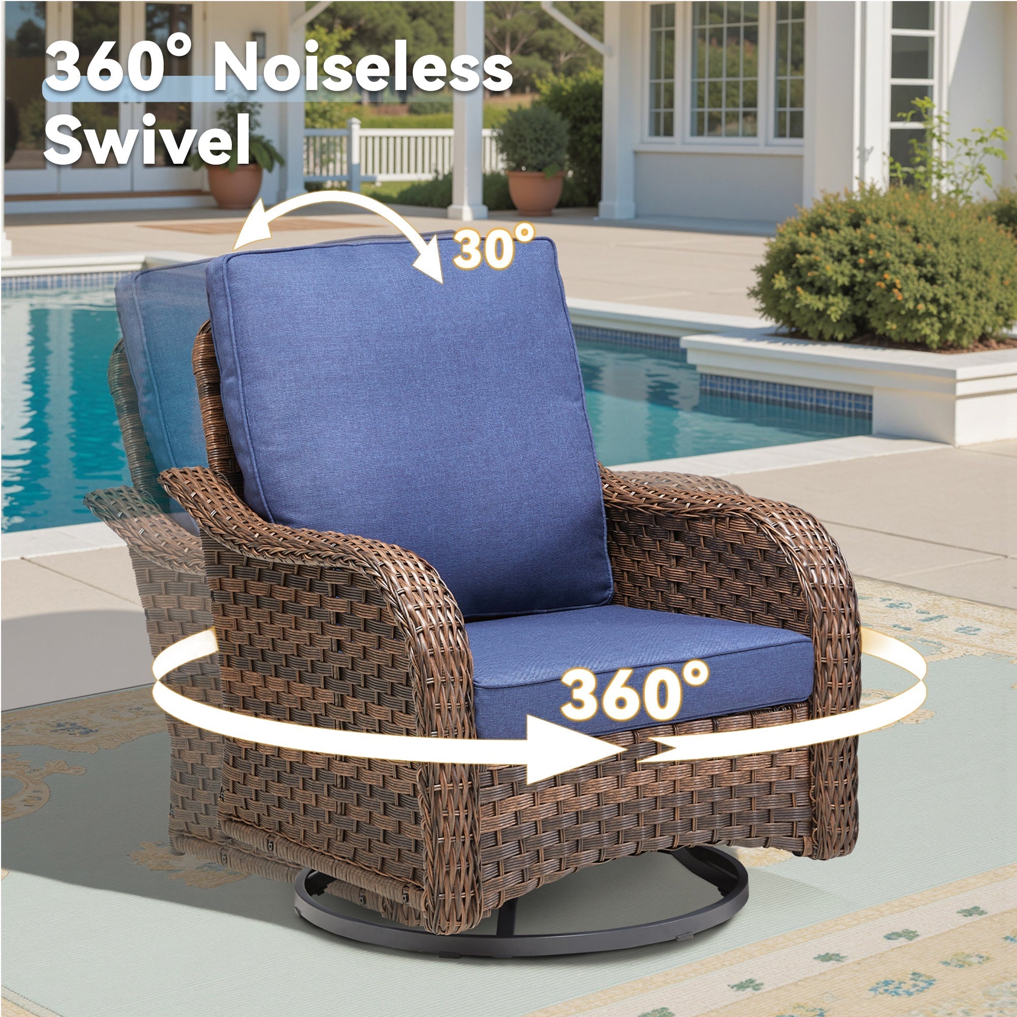 Marlowe Wicker Rocking Swivel Glider Chairs, Set of 2