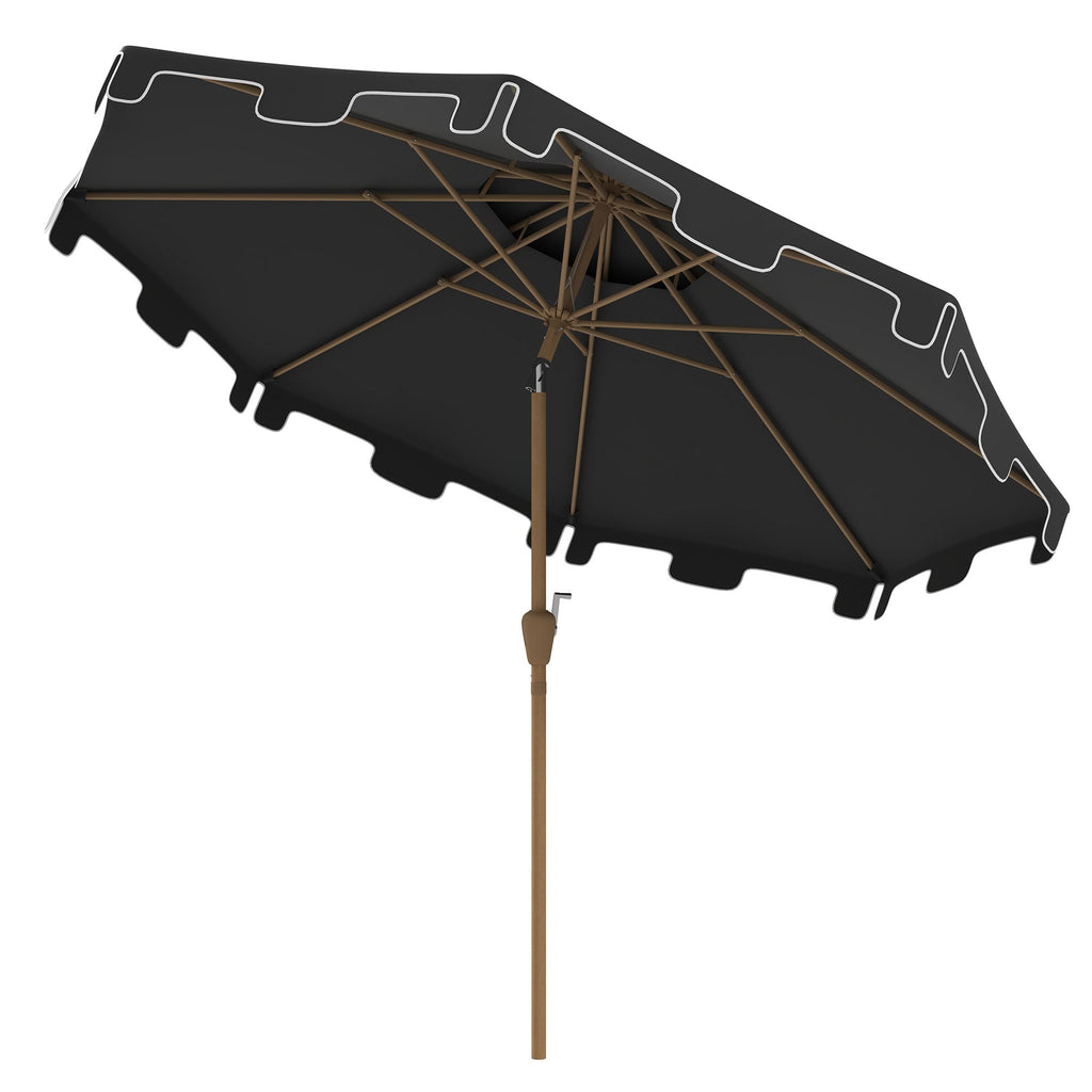 9' Double Top Ruffled Patio Umbrella with Push Button Tilt and Crank