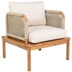 Isola Outdoor Acacia Wood and Rope Club Chair with Cushions