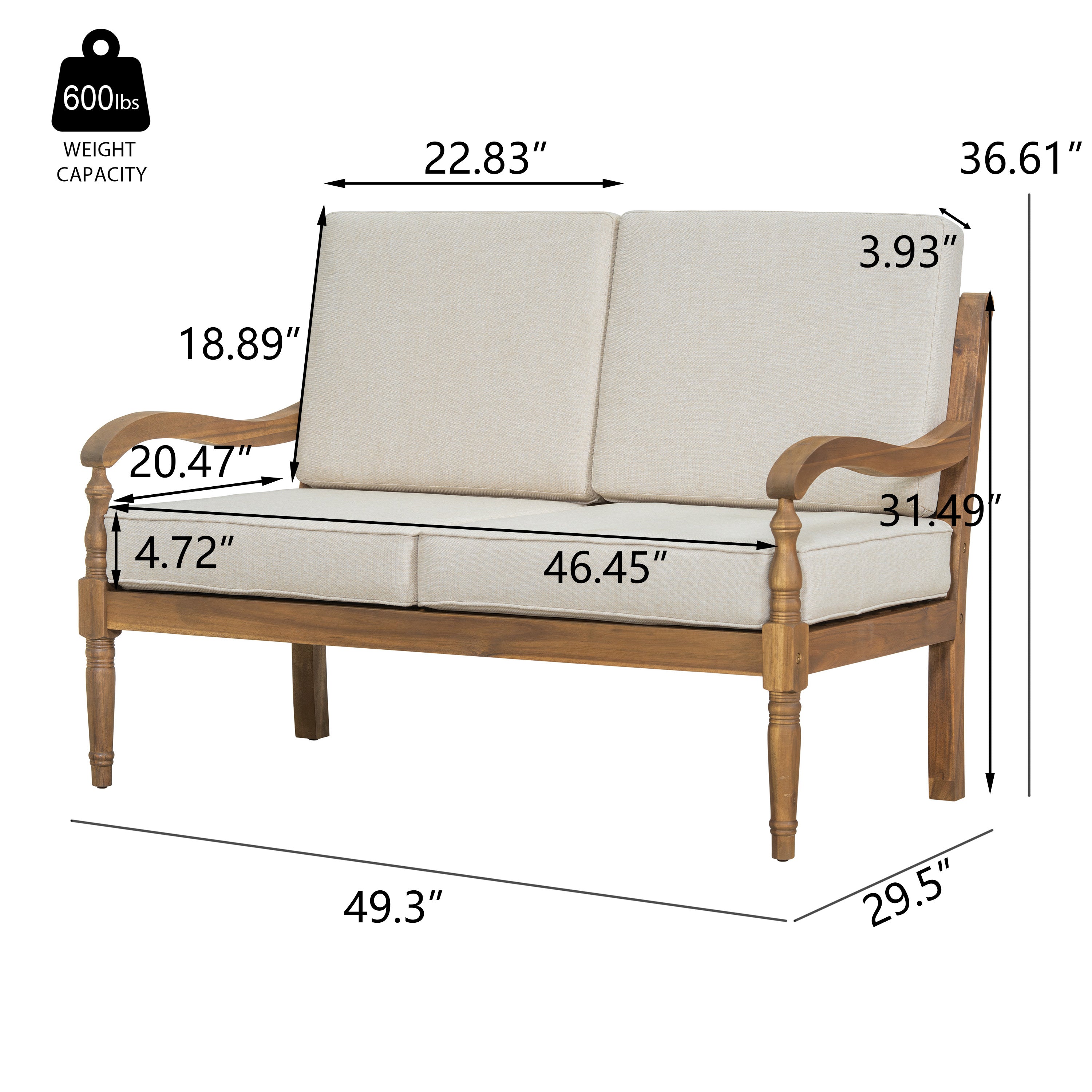 Islewood Acacia Wood Outdoor Loveseat with Cushions