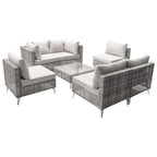 7-Piece Outdoor Wicker Sectional Sofa with Water Resistant Cushions and Coffee Table