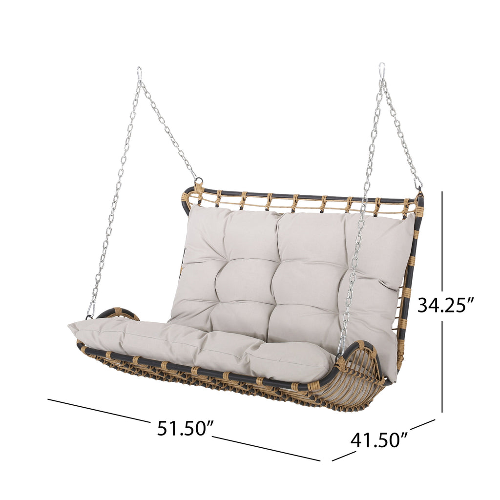Arruda Outdoor Wicker Porch Swing with Cushions