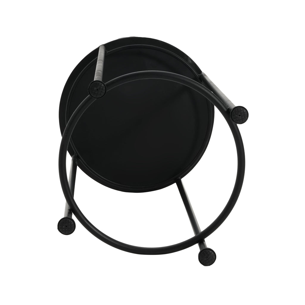 3-Piece Outdoor Ceramic Tile Plant Stand Set with Iron Frame