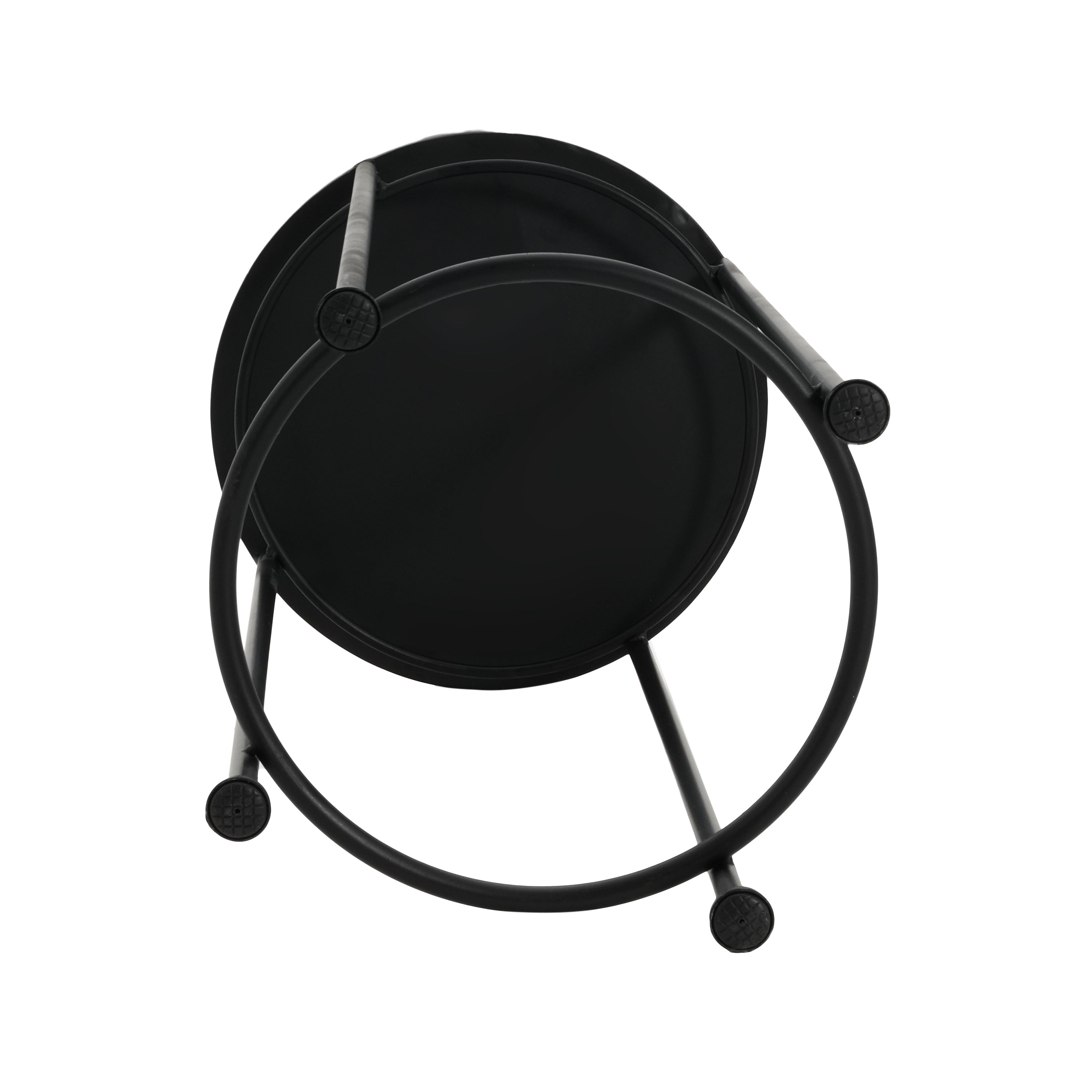 3-Piece Outdoor Ceramic Tile Plant Stand Set with Iron Frame