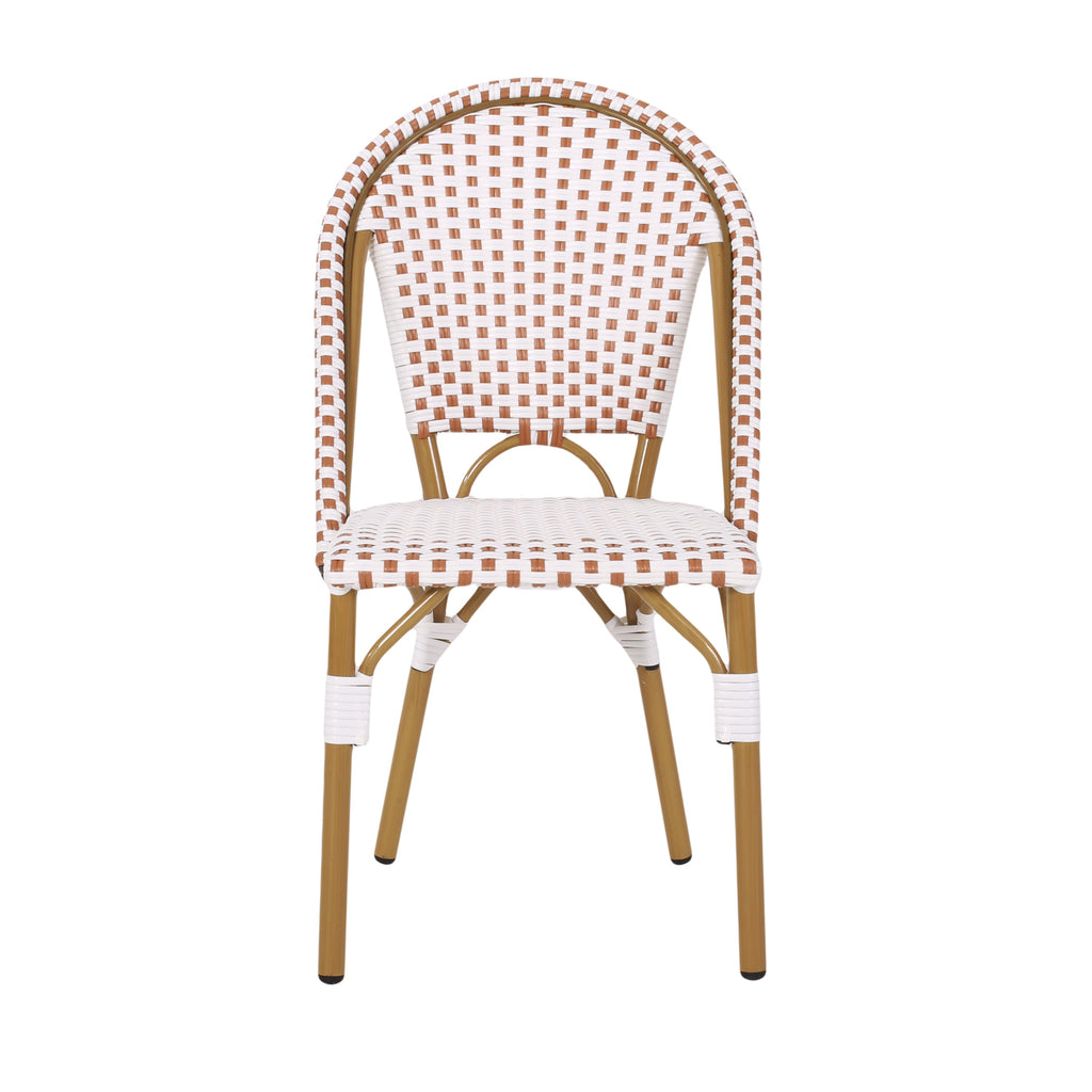 PE Rattan and Aluminum Bistro Chair with Arched Back, Set of 2