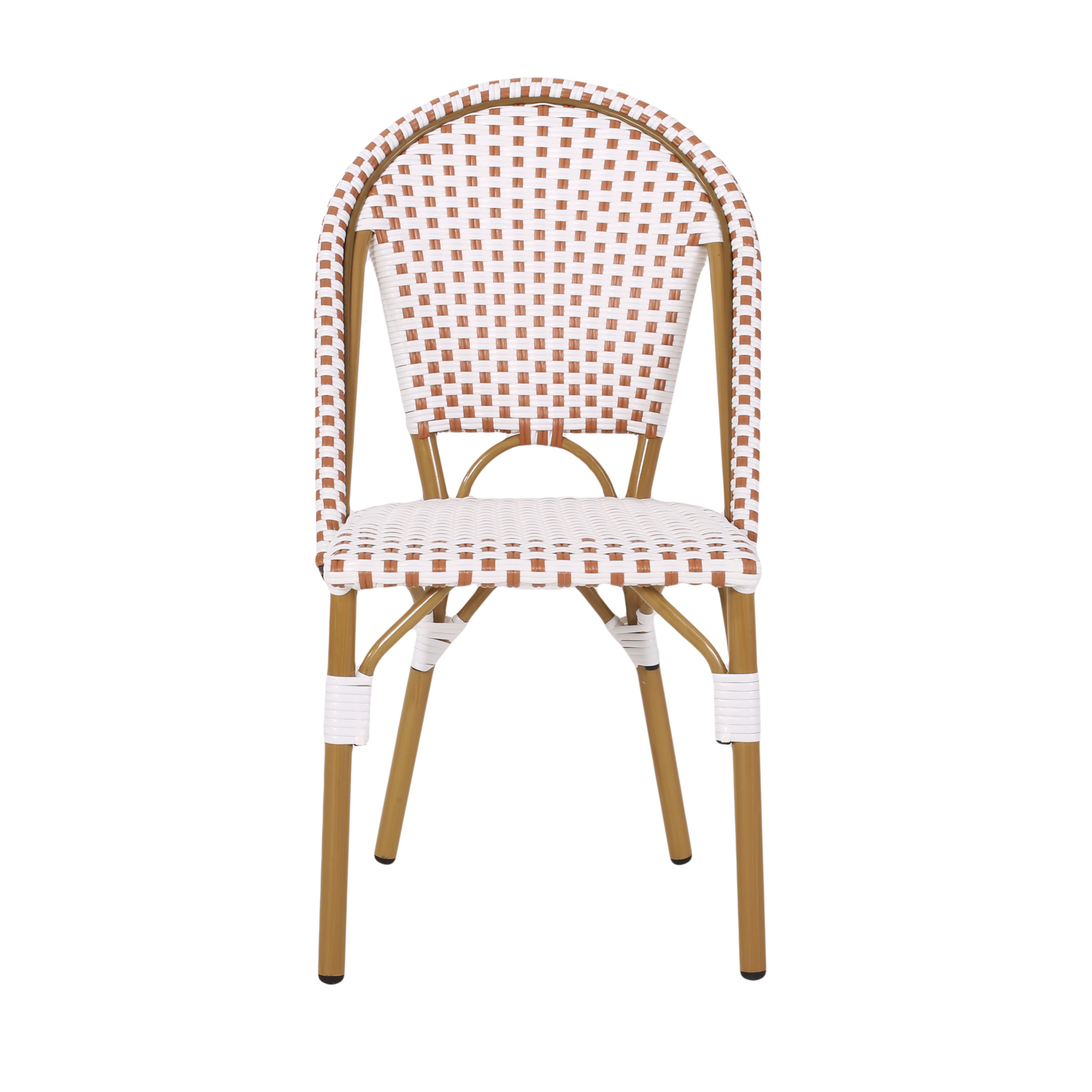 PE Rattan and Aluminum Bistro Chair with Arched Back, Set of 2