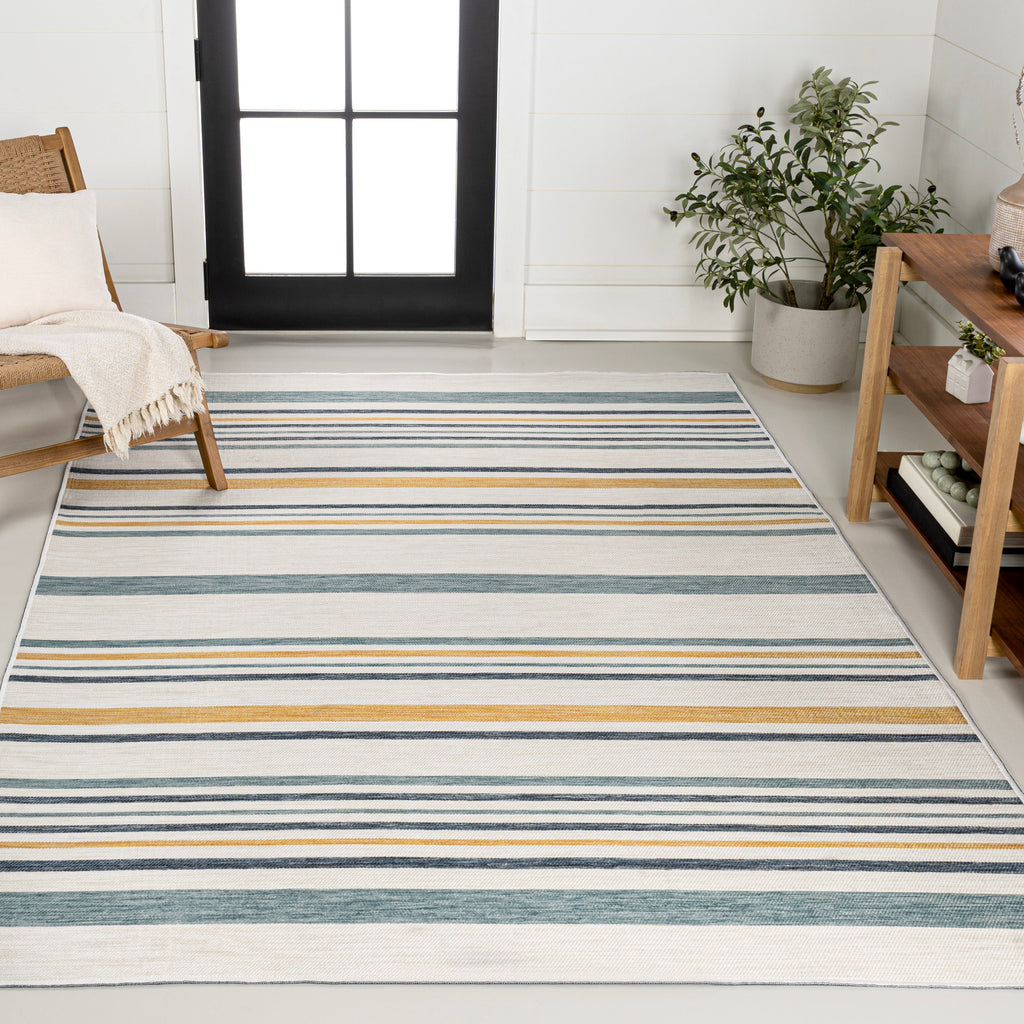 Janus Classic Coastal Ticking Stripe Reversible Machine-Washable Indoor/Outdoor Runner Rug