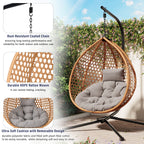 Hanging Swinging Egg Chair with Rattan Weaving, Base Included