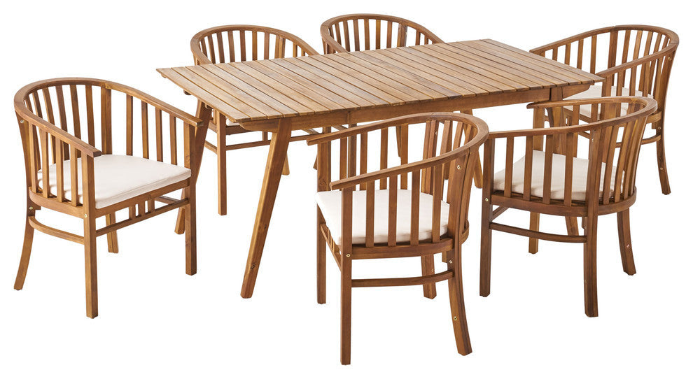 6-Seat Acacia Wood Outdoor Dining Set