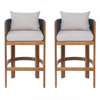 Matera Outdoor Wood & Rope Barstools, Set of 2
