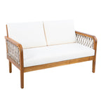 Millie Outdoor Acacia Wood Loveseat & Coffee Table Set