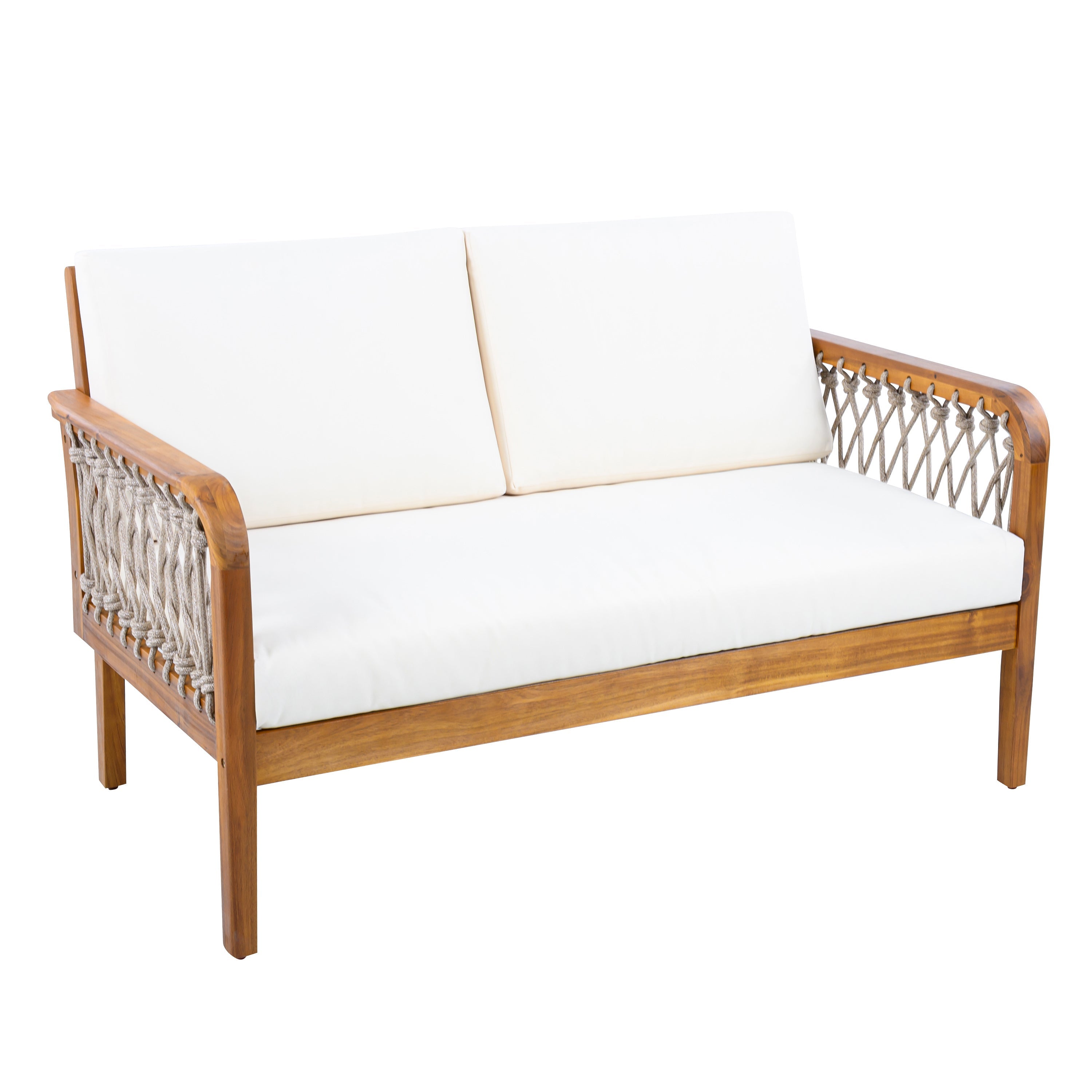 Millie Outdoor Acacia Wood Loveseat & Coffee Table Set