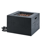 Outdoor Square Fire Pit with Steel Burner, Lava Rocks and Cover