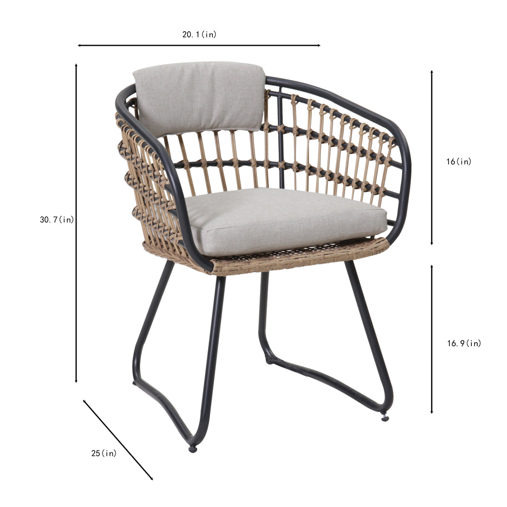 Maristella Outdoor Wicker Dining Arm Chairs, Set of 2