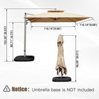 10'X10' Square Cantilever Umbrella with Center Pole, Base Not Included