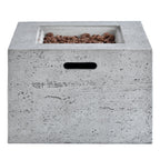 Outdoor Square Fire Pit with Steel Burner, Lava Rocks and Cover