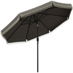 9' Fringe Edge Patio Umbrella with Push Button Tilt and Crank