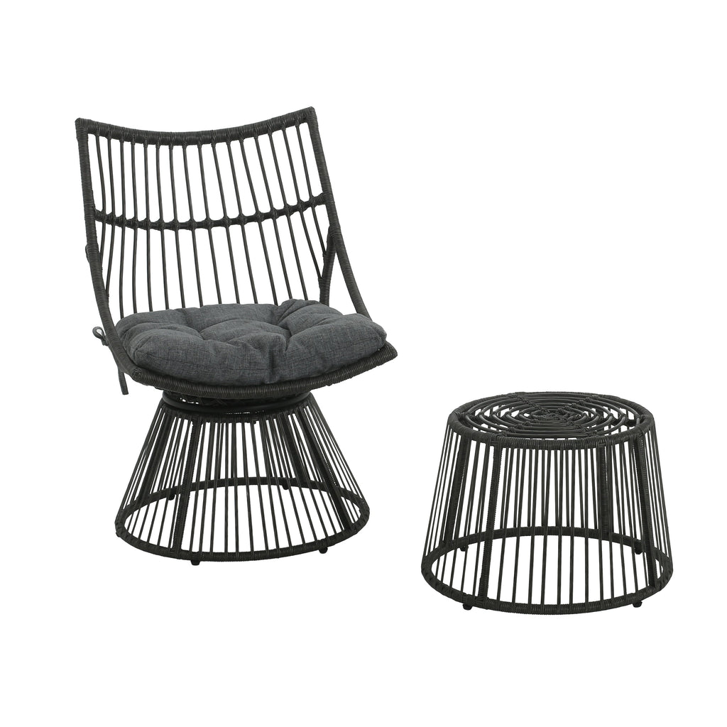 Strontianite 2-Piece Patio Set with Side Table and Wicker High Back Chair