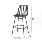Sawtelle Outdoor Wicker Barstools, Set of 2