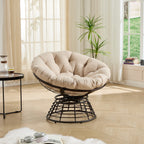 360° Swivel Indoor Outdoor Wicker Papasan Chair with Soft Thick Cushion