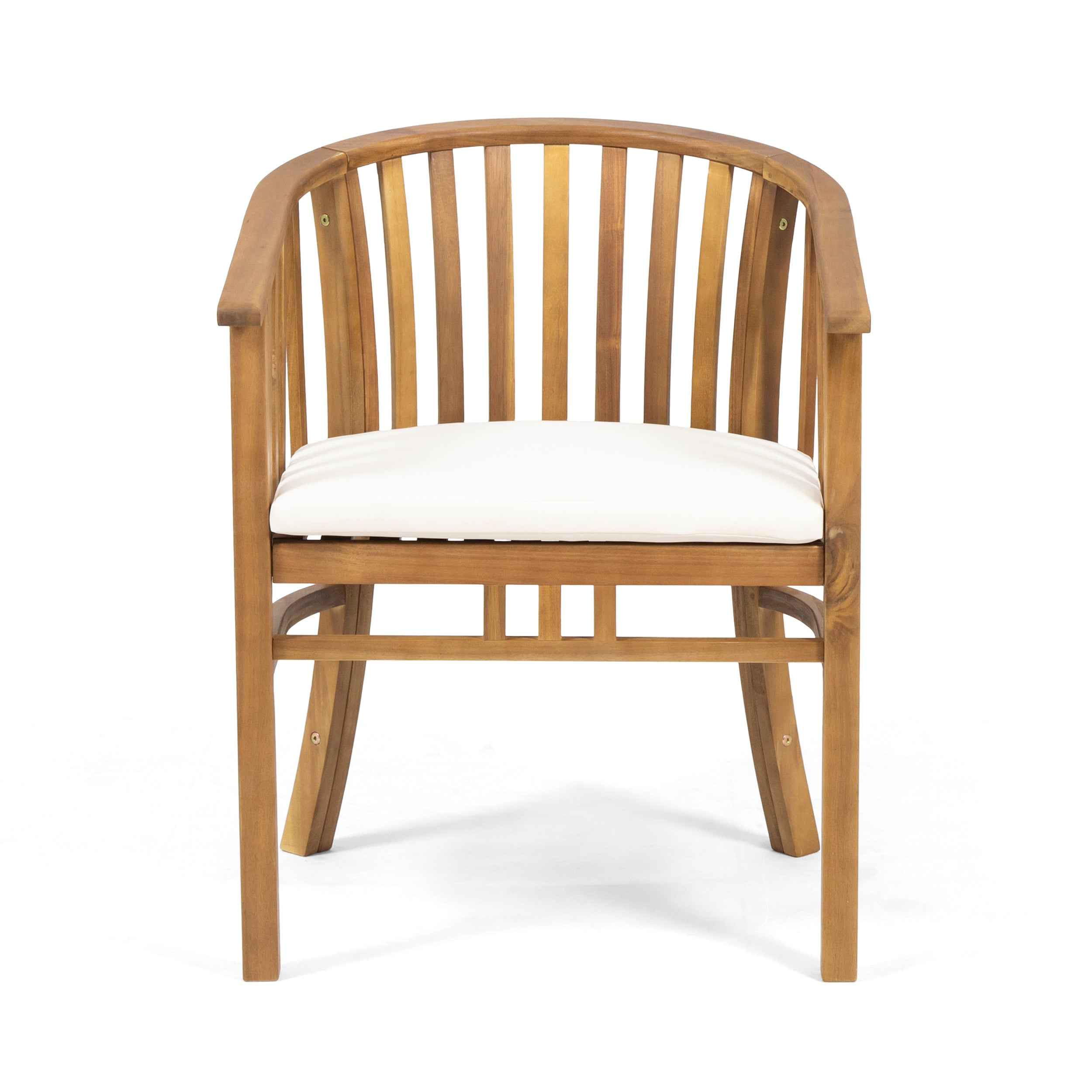 Venerable Outdoor Dining Chair with Slatted Back and Cushion Seat, Set of 2