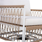 Caspian 3-Piece Outdoor Handwoven Rope Conversation Set with Swivel Chairs