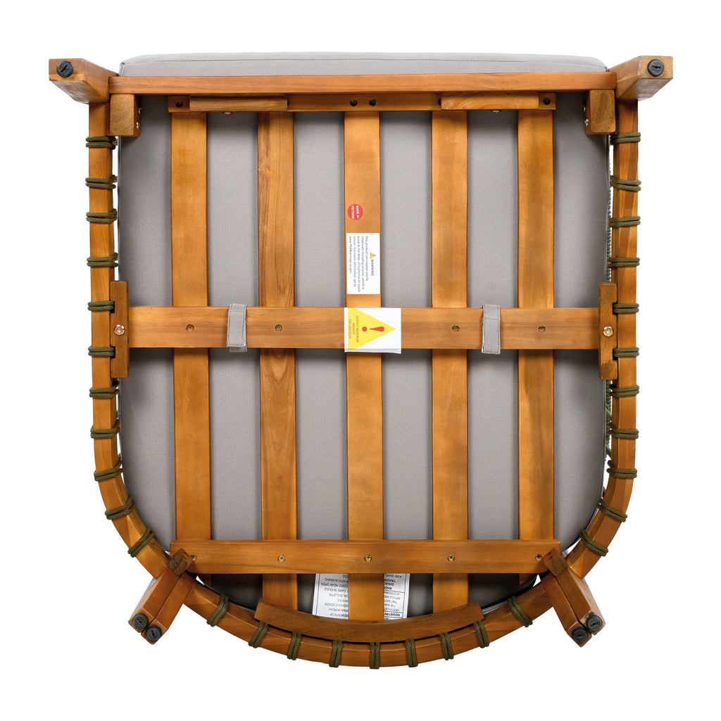 Azari Outdoor Acacia Wood Club Chair with Handwoven Rope Accents & Curved Backrest