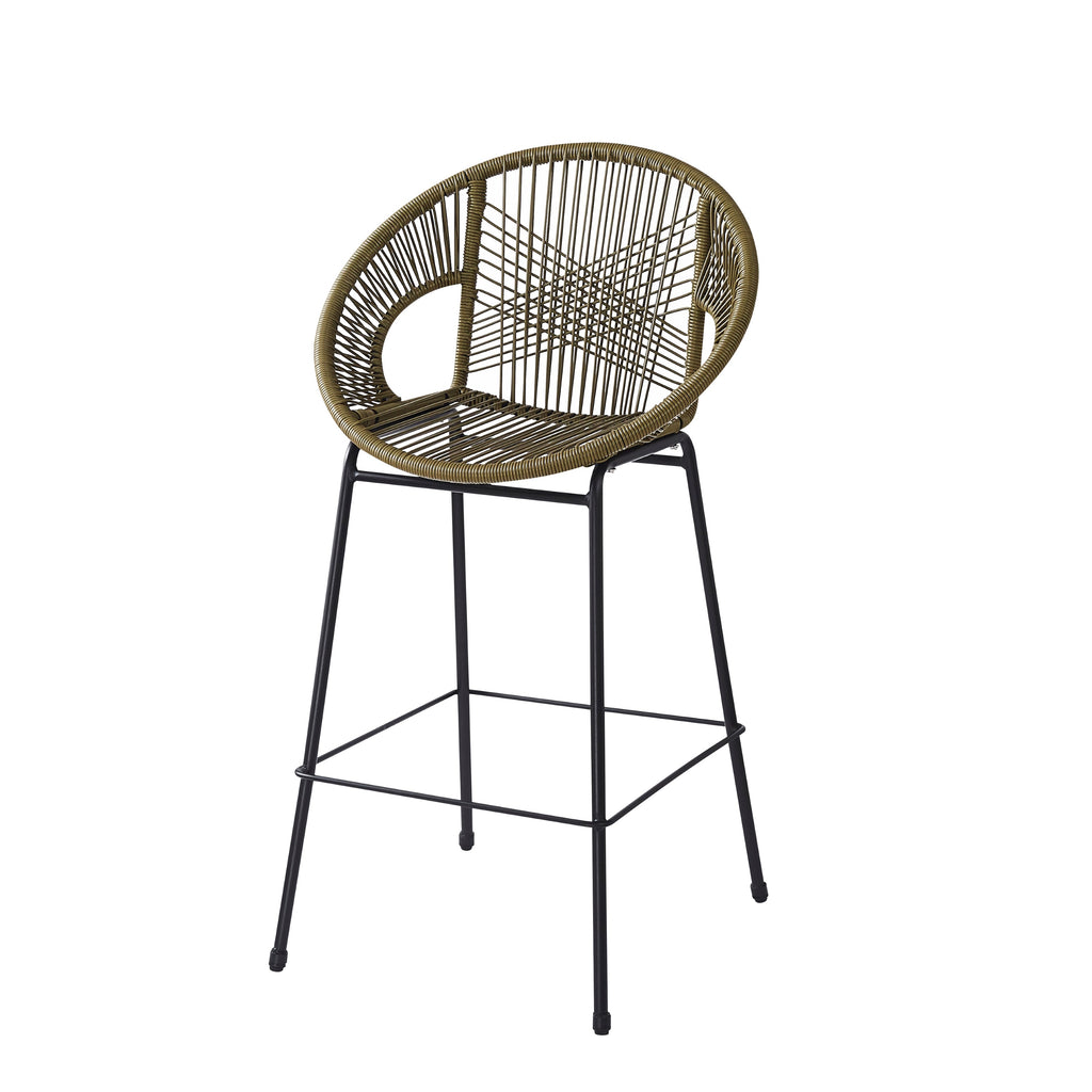 Entwined Outdoor Bar Stool with Ergonomic Design and Footrest, Set of 2