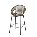 Entwined Outdoor Bar Stool with Ergonomic Design and Footrest, Set of 2