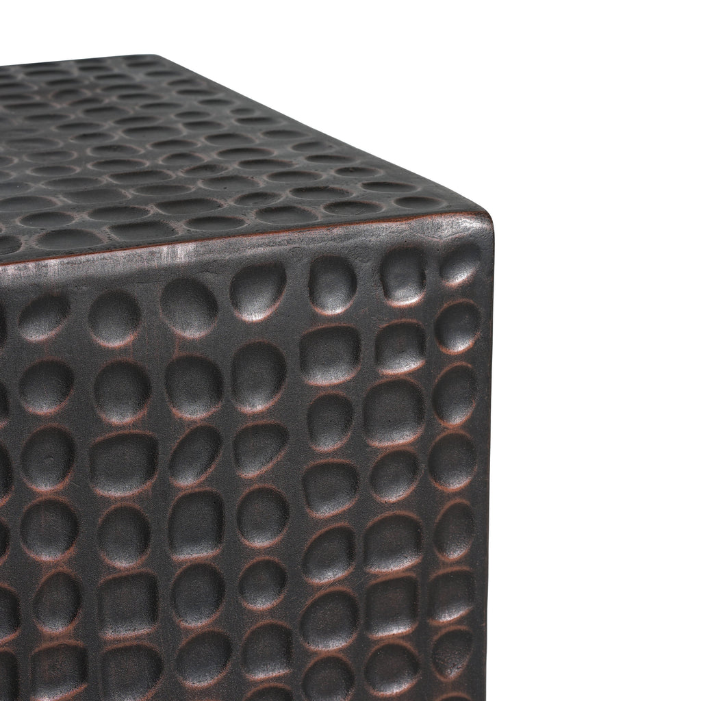 Antique Copper Cube Outdoor Side Table