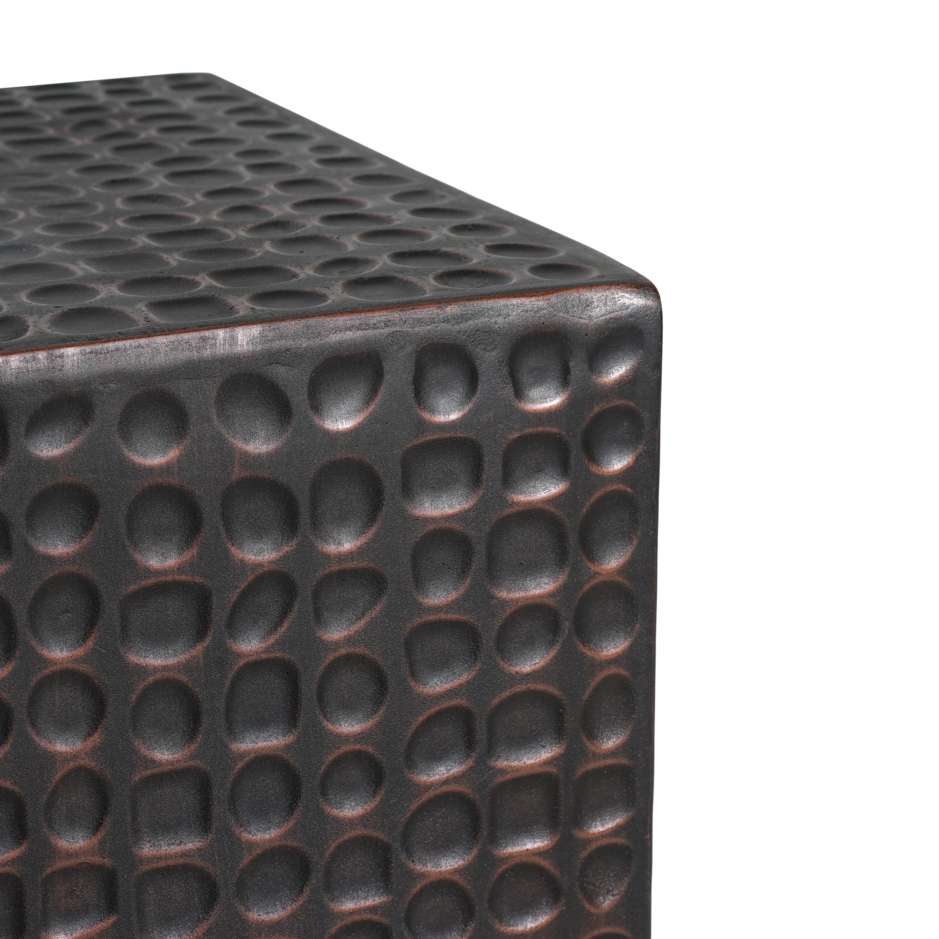 Antique Copper Cube Outdoor Side Table