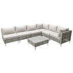 7-Piece Outdoor Wicker Sectional Sofa with Water Resistant Cushions and Coffee Table